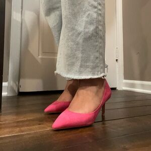 H&M pink suede kitten heels